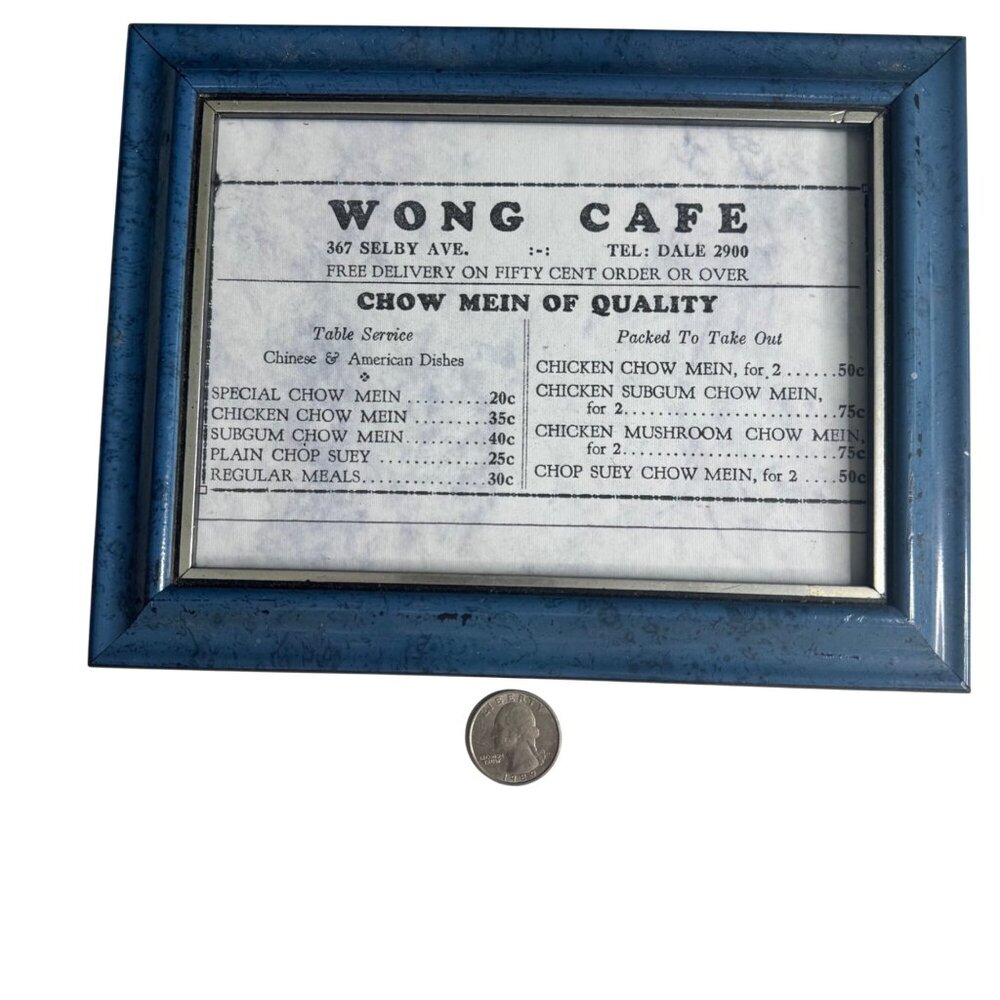 Wong’s Cafe 1960s St Paul MN Vintage Framed Menu Chow Mein - Picture 7 of 15